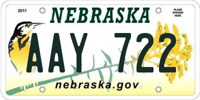 NE license plate AAY722