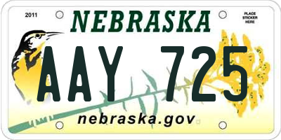 NE license plate AAY725