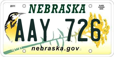 NE license plate AAY726