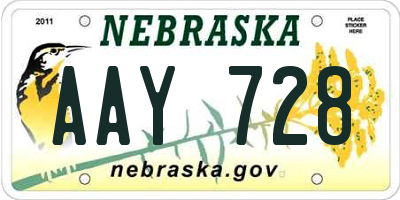 NE license plate AAY728