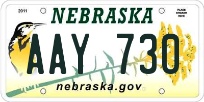 NE license plate AAY730