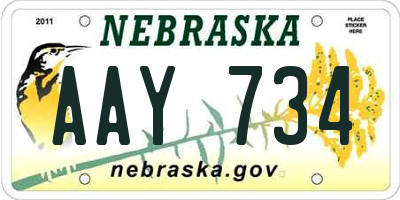 NE license plate AAY734