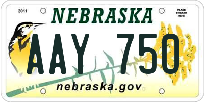 NE license plate AAY750