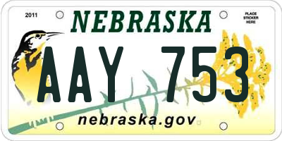 NE license plate AAY753