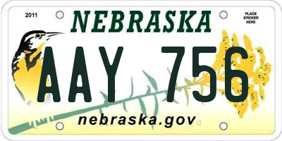 NE license plate AAY756