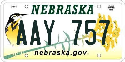 NE license plate AAY757