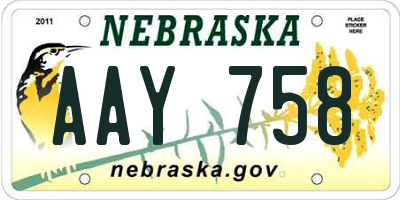 NE license plate AAY758