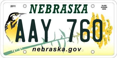 NE license plate AAY760