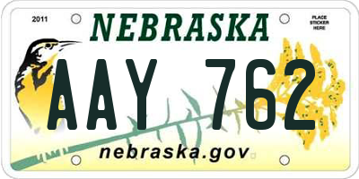 NE license plate AAY762