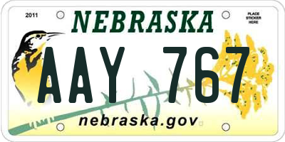 NE license plate AAY767