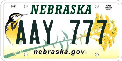 NE license plate AAY777