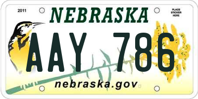 NE license plate AAY786