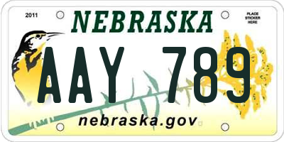 NE license plate AAY789