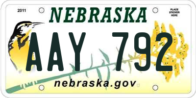 NE license plate AAY792