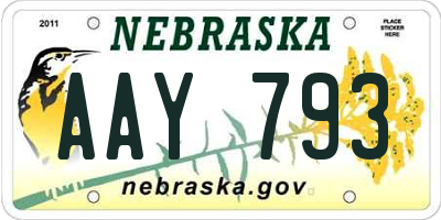 NE license plate AAY793