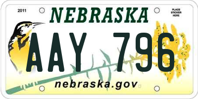 NE license plate AAY796