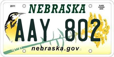 NE license plate AAY802