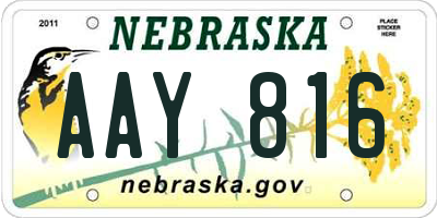 NE license plate AAY816