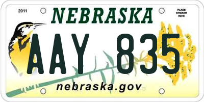 NE license plate AAY835