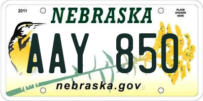 NE license plate AAY850