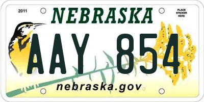 NE license plate AAY854