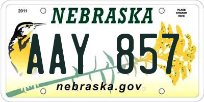 NE license plate AAY857