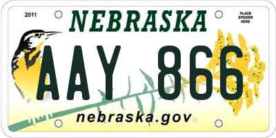 NE license plate AAY866