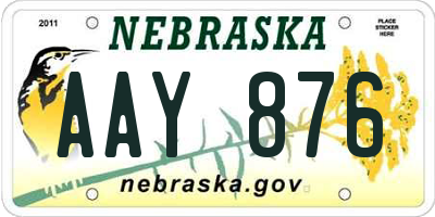 NE license plate AAY876