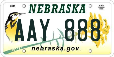 NE license plate AAY888