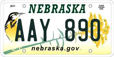 NE license plate AAY890