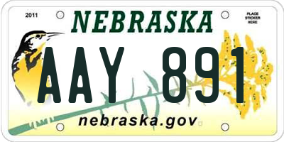 NE license plate AAY891