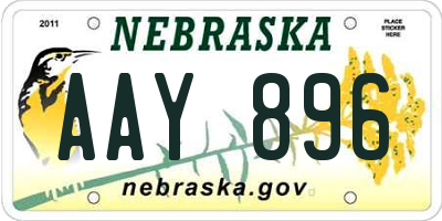 NE license plate AAY896