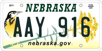 NE license plate AAY916