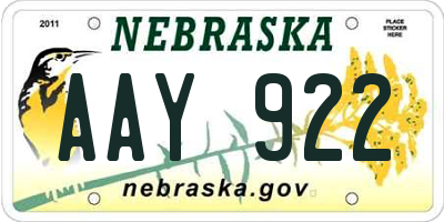 NE license plate AAY922