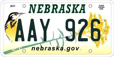 NE license plate AAY926