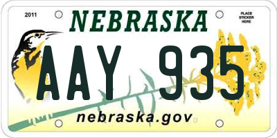 NE license plate AAY935