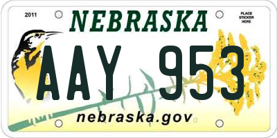 NE license plate AAY953