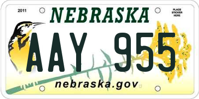 NE license plate AAY955