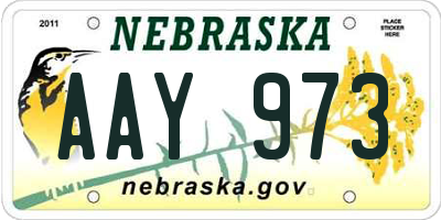 NE license plate AAY973