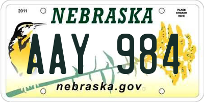 NE license plate AAY984