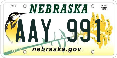 NE license plate AAY991