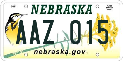 NE license plate AAZ015