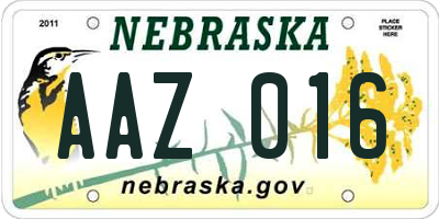 NE license plate AAZ016