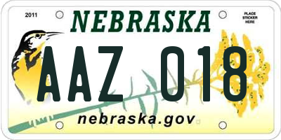 NE license plate AAZ018