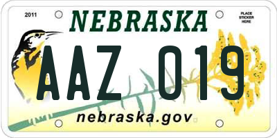 NE license plate AAZ019