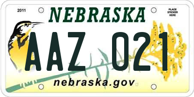 NE license plate AAZ021