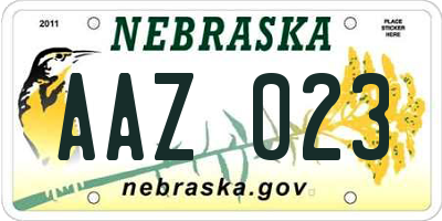 NE license plate AAZ023