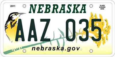 NE license plate AAZ035