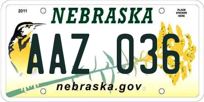 NE license plate AAZ036