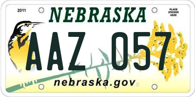 NE license plate AAZ057